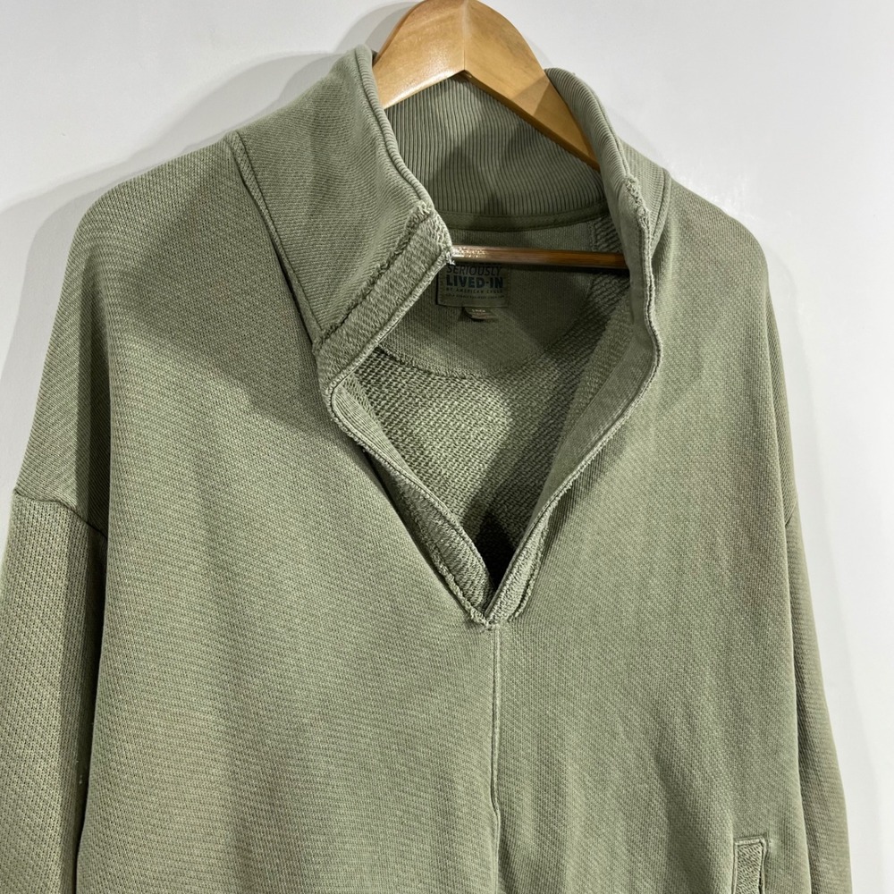 American Eagle Oversized Seriously Lived-In Split Neck Sweatshirt Womens Small - Picture 2 of 10